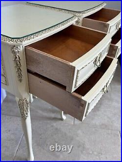 Pair Vintage French Style Olympus Cream Gilt Bedside Drawers Excellent Condition