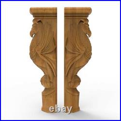 Pair Wood Carved Corbel Bird Gothic Fireplace Mantel Balusters Wall Applique Set