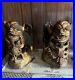 Pair of Antique Chinese Wood Carved Foo Dogs Luck Sculpture