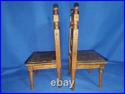 Pair of Breton Quimper Doll's Wooden Carved Chairs, Not Stamped 1920-1940