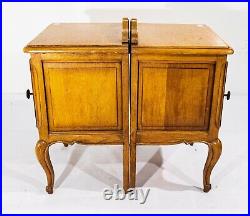 Pair of Detailed French Louis XV Style Golden Oak Bedside Cabinets (NWB163)