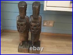 Pair of Early 20th century Nicely Carved Wood Eastern Figures