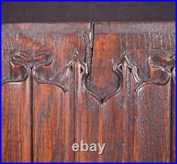 Pair of Gothic Linen Fold Carved Panels/Trim in Solid Oak Wood