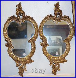 Pair of Venetian Gilt Wood Carved Mirrors Rococo style Circa 1900
