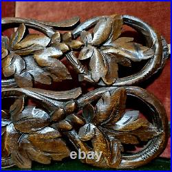 Pair scroll leaf wood carving pediment 153 Antique French architectural salvage
