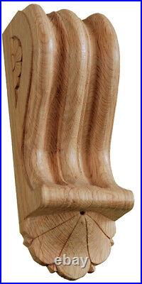 Regency Oak Wood Fireplace Mantel Corbels, Matched Pair Carved In Red Oak- OK739