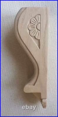 Regency Oak Wood Fireplace Mantel Corbels, Matched Pair Carved In Red Oak- OK739