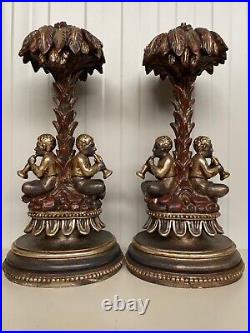 SALE! Exceptional Pair of Large Venetian blackamoor Table lamps carved in wood