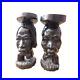 Vintage A Pair Carved African Man & Woman Face Ebony Wood Ashtray