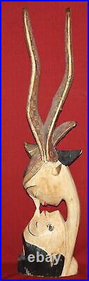 Vintage Asian Hand Carving Wood Couple Figurine