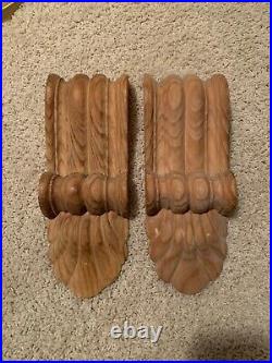 Vintage Corbels-Plinth Blocks Pair Carved Wood 13&3/4 inches tall