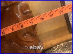 Vintage Hand carved Wood Tribal Ethnic Side Face Profile Pair Granada