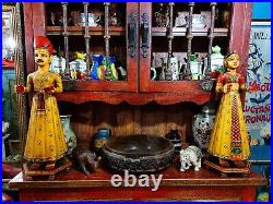 Vintage Large Indian Carved Wood Couple Figures