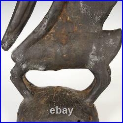 Vintage Pair Carved Wood Chiwara Antelope Headdress Bambara Mali West Africa
