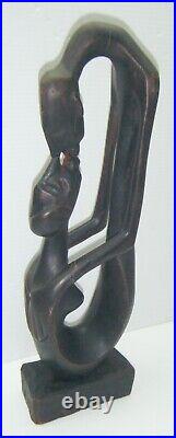 Vintage Tribal Wood Hand Carved United Lip Locking Couple Figure