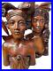 Vtg Balinese Portrait Figural Wood Carved Sculpture Man Woman Pair KlungKung