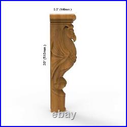 Wood Carved Bird Pair Gothic Corbel Fireplace Mantel Balusters Wall Applique Set