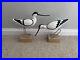 Wooden Artisan Hand Carved & Painted Pair of Avocet Birds on Stands