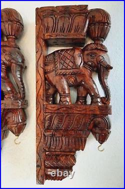 Wooden Corbel/Bracket Elephant Pair. Wall décor. Carved from wood. 18 size