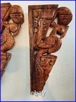Wooden Corbel / Bracket Peacock Pair. Wall décor Handmade, 18 size, Lot of