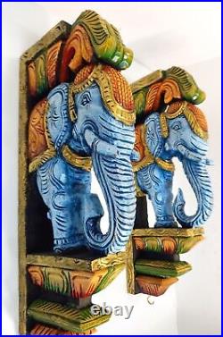 Wooden Corbel Elephant Statue Pair Wall décor Carved from wood 18 size 2 Pcs