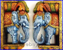 Wooden Corbel Elephant Statue Pair Wall décor Carved from wood 18 size 2 Pcs