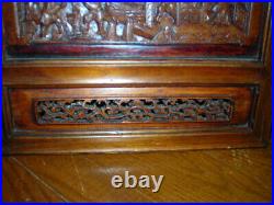 Year End Close Out Sale! Pair 19th C. Antique Chinese Carved Wood Panels 17x15